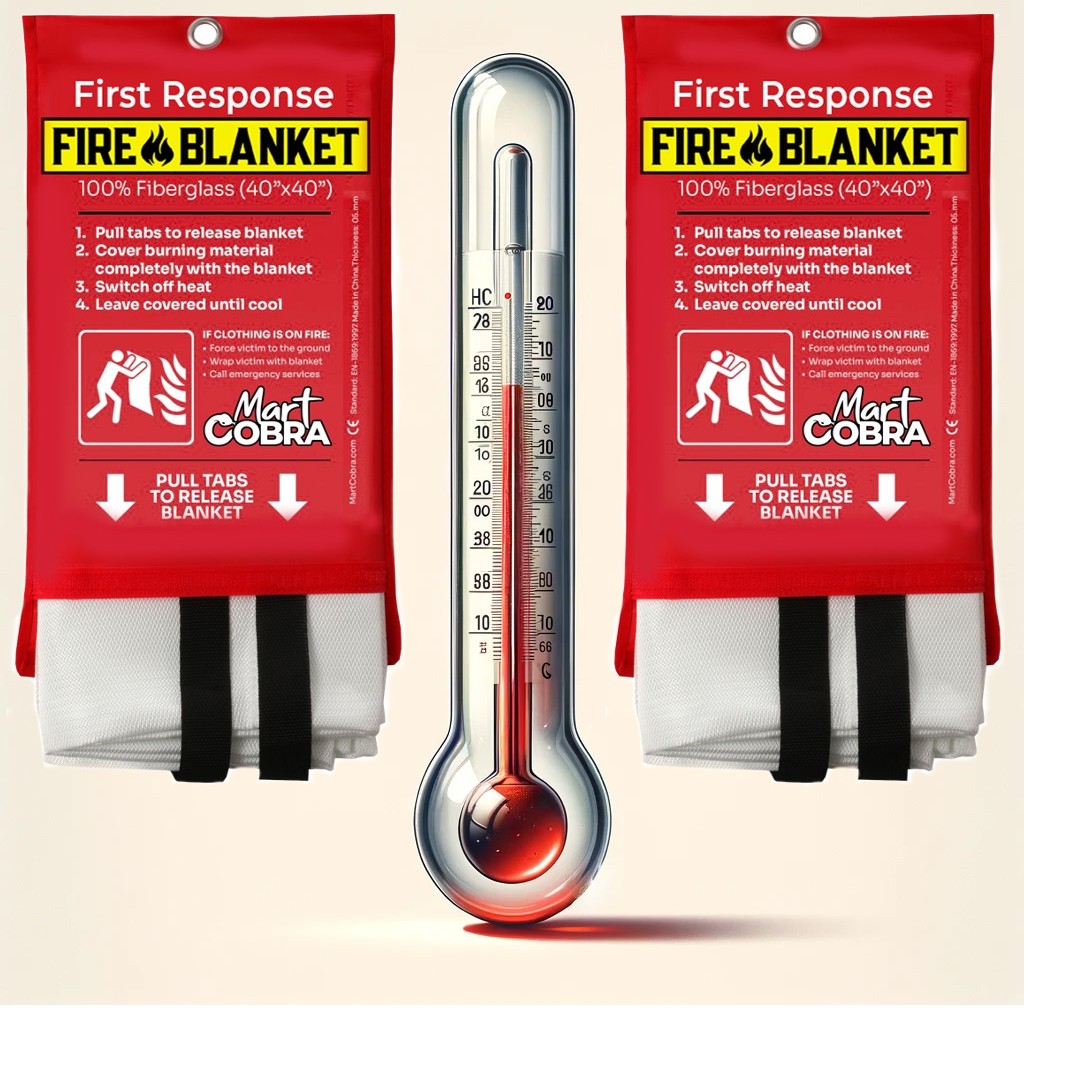 What temperature are Mart Cobra Fire Blankets rated for?