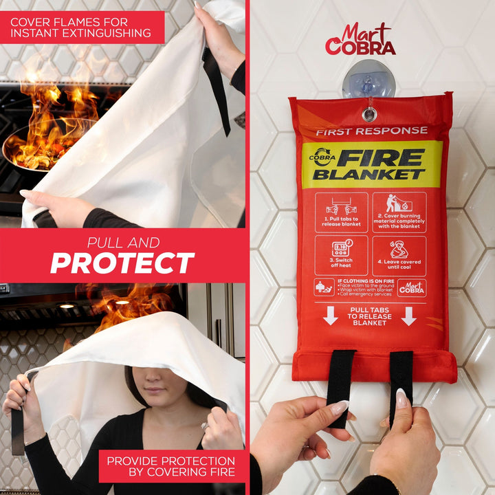[5 Pack] Cobra Blankets for Home Fire Safety 40" x 40" - GROMMET SPECIAL - Mart Cobra