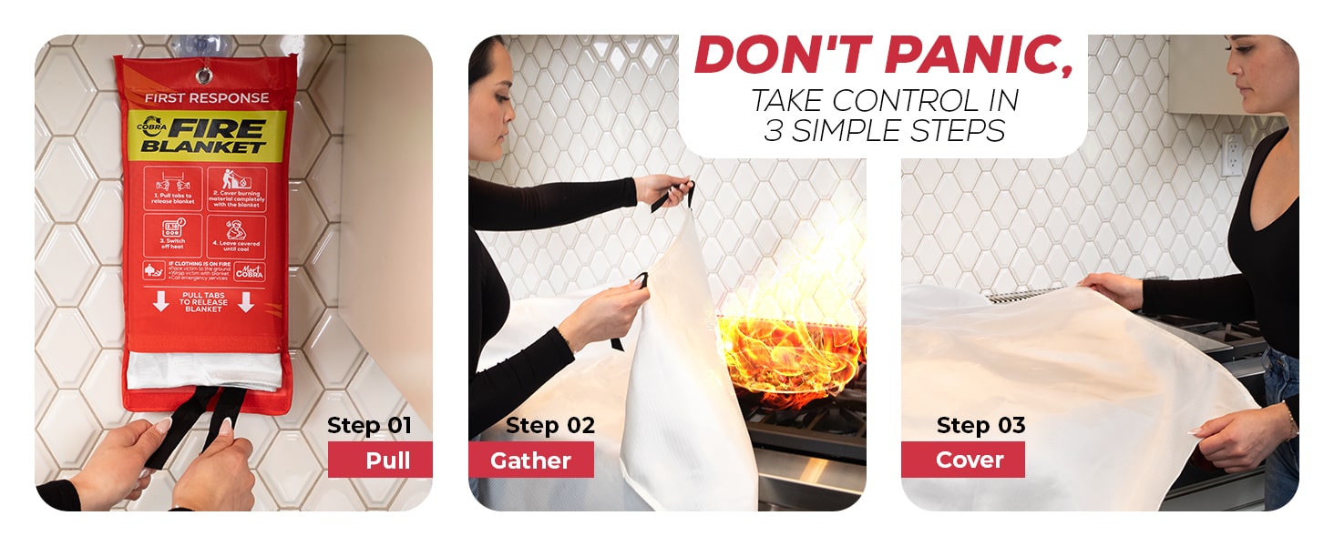 Mart Cobra Fire Blanket — Pull, Cover, Breathe in 3 simple steps