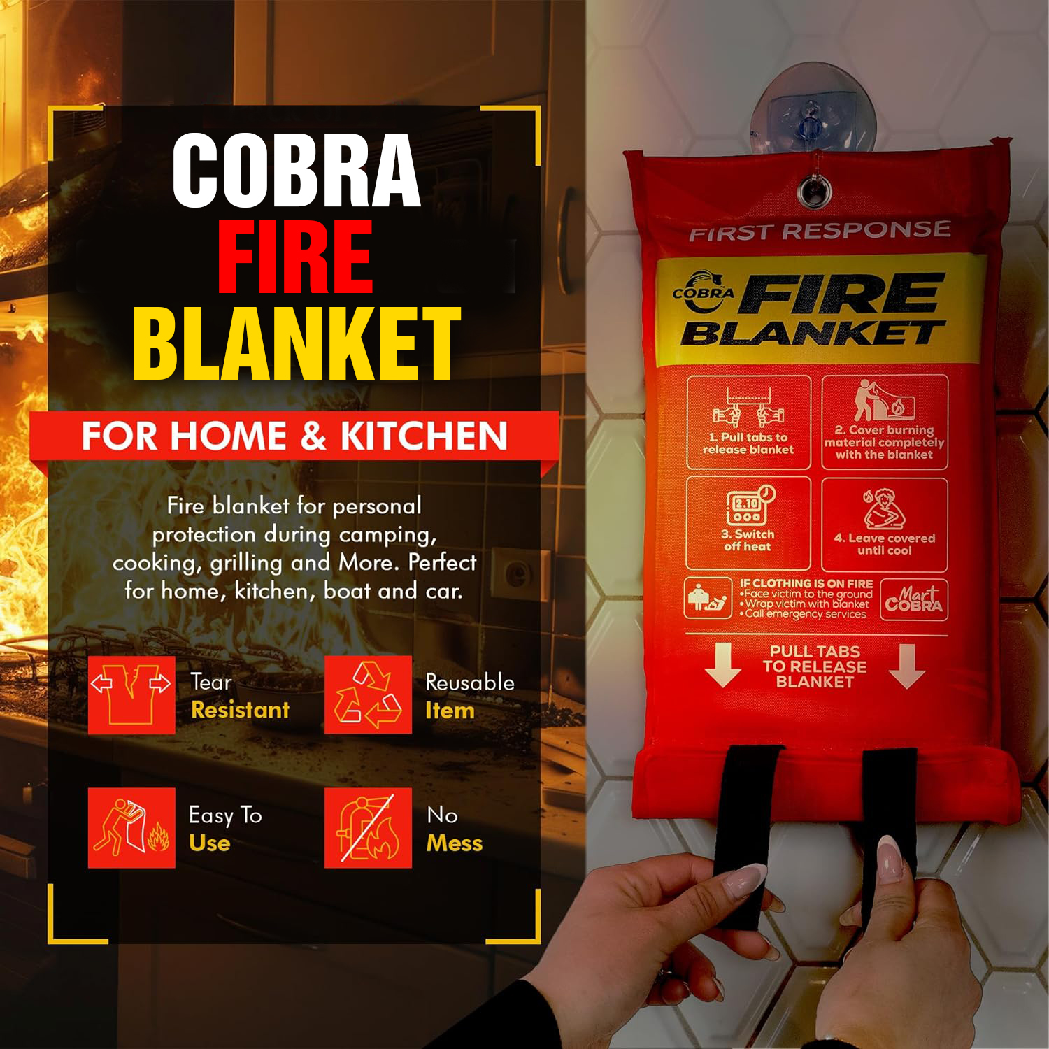 Cobra Fire Blanket for home and kitchen