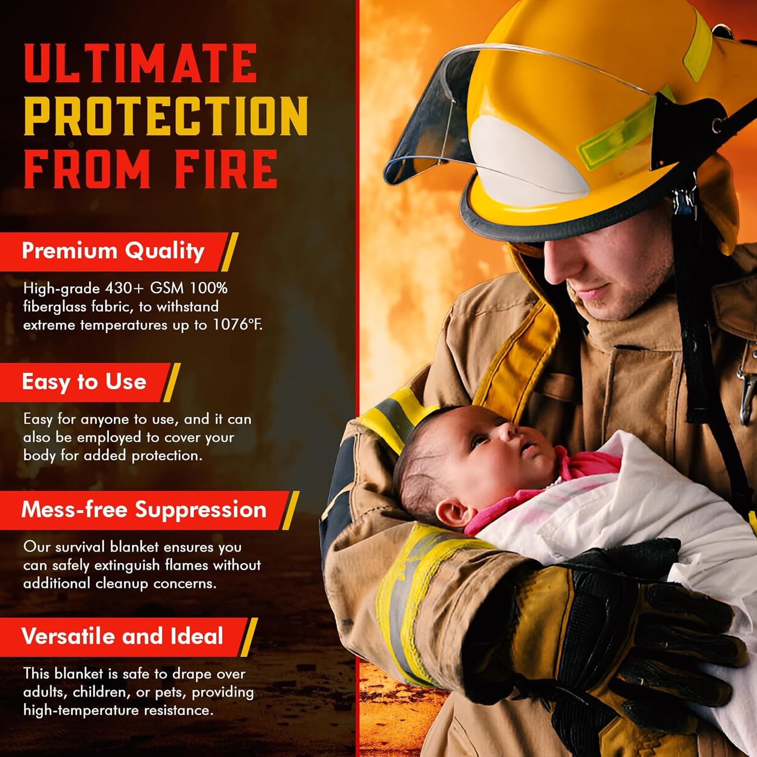 Fire fighter carrying baby